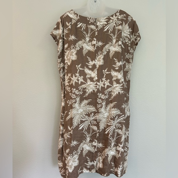 Botanical print linen sheath dress XL - Picture 2 of 6